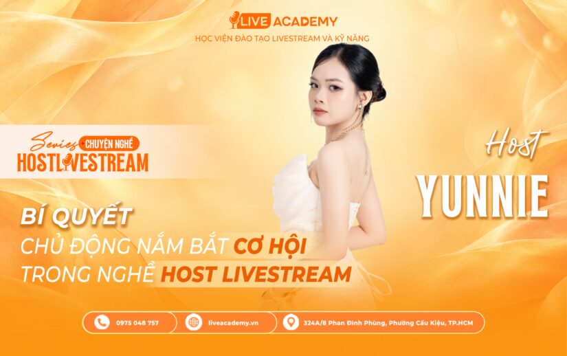 Ảnh bìa bài phỏng vấn Host Yunnie trong series Chuyện nghề Host Livestream của LIVE Academy