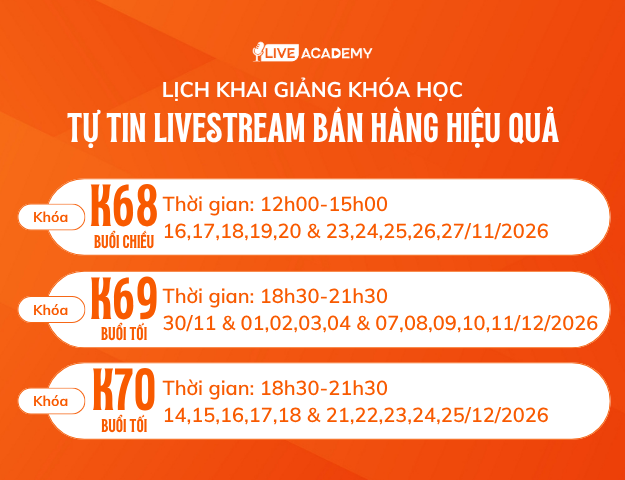 Lịch khai giảng các khóa học sắp tới của LIVE Academy